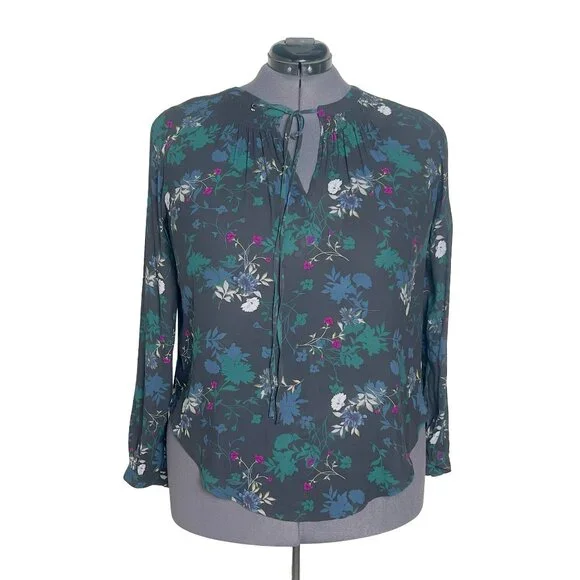 Torrid Chiffon Black Floral Peasant Blouse (Size 00/M) - Picture 1 of 6